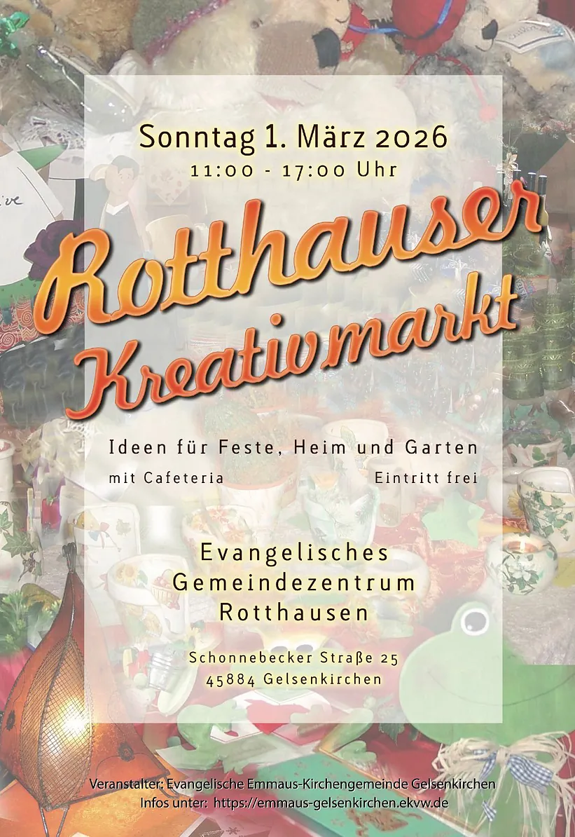 Plakat für den Kreativmarkt Rotthausen am 01.03.2026