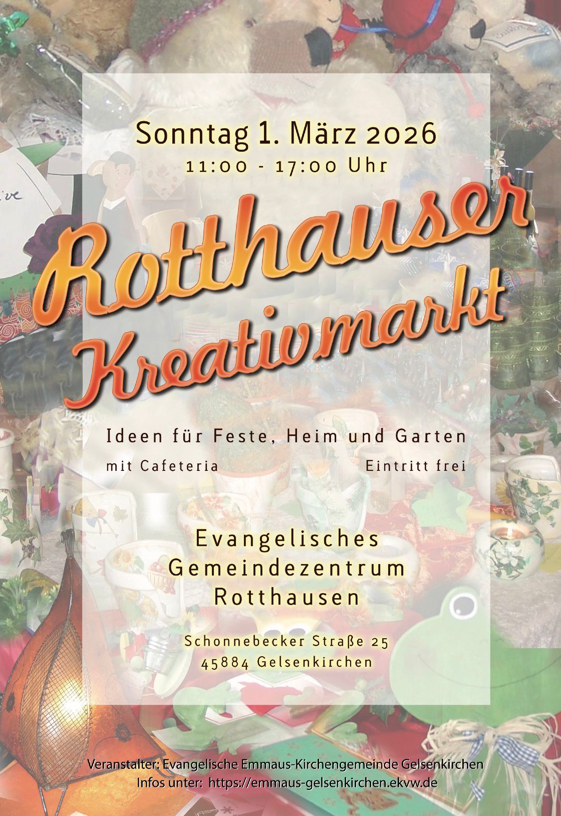 Plakat für den Kreativmarkt Rotthausen am 01.03.2026